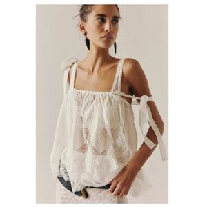 Free People White Hannah Tie Top Small